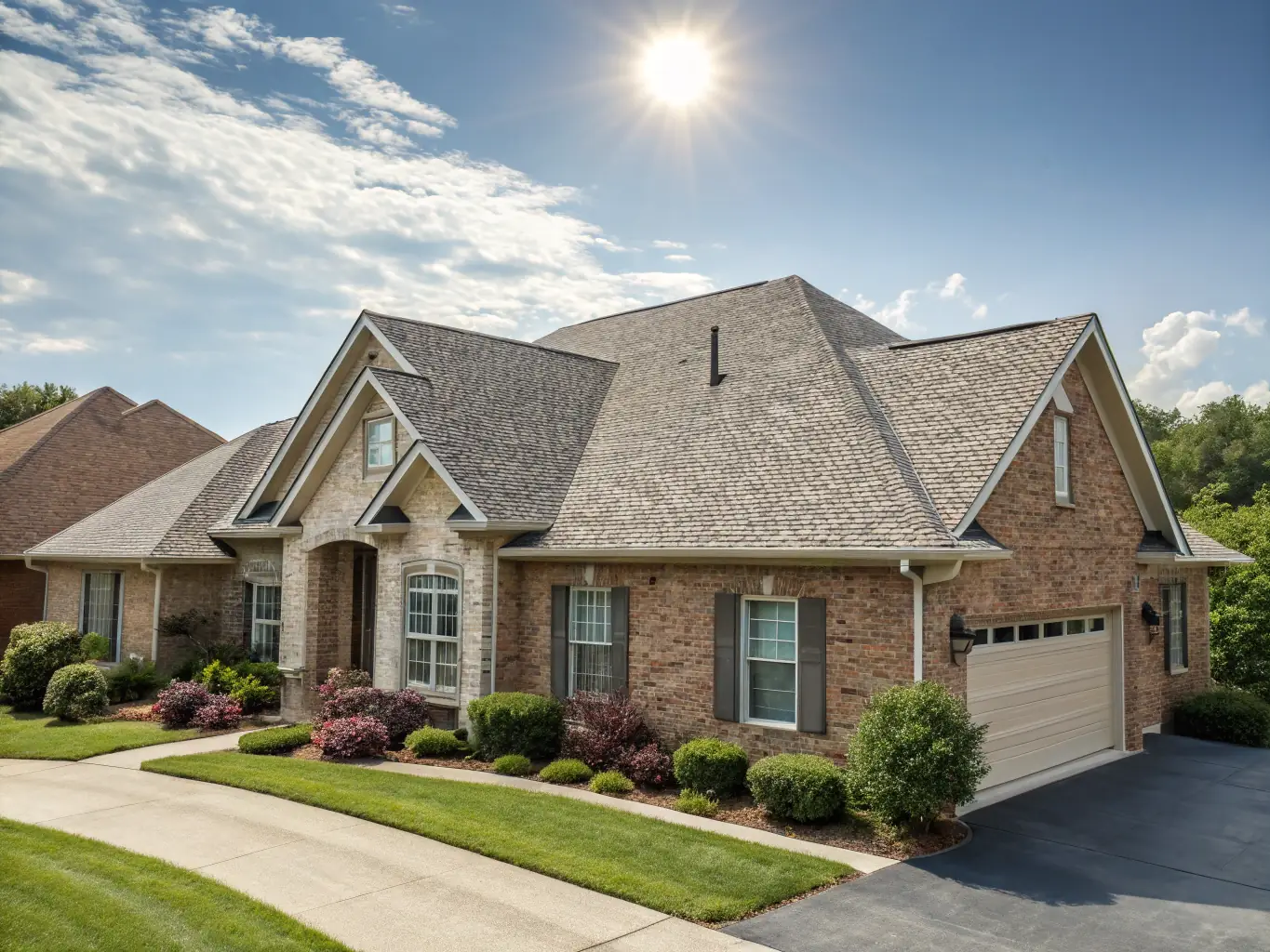 A wide shot of a roof after a SuperRoofers maintenance service, showcasing its clean and well-maintained condition.